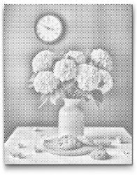 PontPöttyöző - Ódon rózsaszín hortenziák Méret: 40x50cm, Keretezés: Kartonlemezen, Szín: Piros