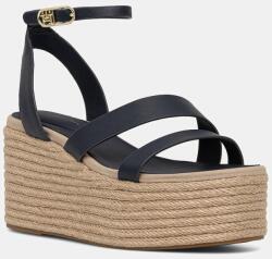 Tommy Hilfiger bőr szandál ANKLE STRAP LEATHER PLATFORM - sötétkék Női 41