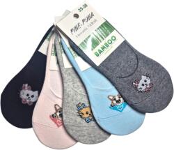 Pihe-Puha Női, bambusz zokni, orrvarrás nélküli, balerina, mintás, 5 pár/csomag