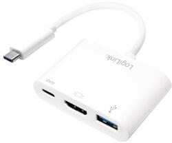 LogiLink USB 3.2 Gen1 Type-C adapter, C/M-HDMI+2xUSB, 1080p, PD, fehér, 0, 14 m (MDG-UA0258)