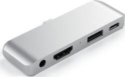 Satechi Aluminium TYPE-C Mobile Pro Hub (HDMI 4k, 1x Jack 3mm, 1x USB-A, 1x USB-C) ezüst (ST-TCMPHS) (ST-TCMPHS) (ST-TCMPHS)
