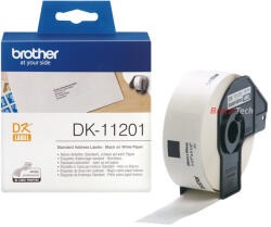 Brother Etikett címke DK-11201, 29mm x 90mm, Elővágott (stancolt), Fehér alapon fekete, 400 db (DK11201) - berczitech