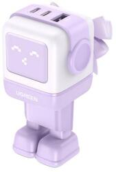 UGREEN Wall charger Ugreen Nexode RG (Robot GaN), 2x USB-C + USB, 65W (purple)