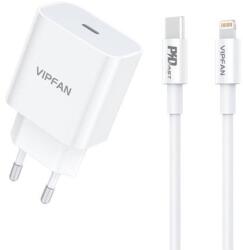 Vipfan VFAN E04 fali töltő, USB-C, 20W, QC 3.0 + Lightning kábel (fehér)