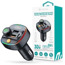 DEVIA ST112513 Smart Series autós gyorstöltő 30W PD+QC 2xUSB/AUX/MP3 fekete Bluetooth FM-transmitter (ST112513) - szamtarhaz