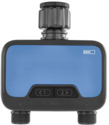 EMOS PW56202 GoSmart okos öntöző időzítő, 2 kimenet, BT5.0, max. 8bar, 3/4" -1" csatlakozás, elemes (4 xAA)