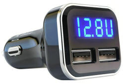 Autolife 13054 USB töltő + digitális voltmérő 24W-4, 8A (W16134-2)