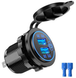 Autolife 13214 Beépíthető, vízálló USB töltő aljzat Quick Charge 3.0 (13214) - olaj