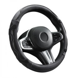 Autolife Genuine Leather Valódi bőr kormányvédő 38cm fekete-szürke DW-5002GRAY (00948) - olaj