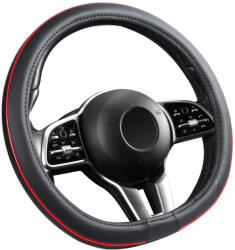 Autolife Bőrhatású Kormányvédő 38cm / Piros betétes "D" típusú 00832 (00832) - olaj