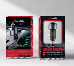 Autolife 13016 Autós gyorstöltő 07AC+ - 48W - Quick Charge 3.0 - 12-24V LED Ambiance (13016)