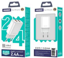 Jellico fali töltő EU02 2.4A 12W 2xUSB Fehér