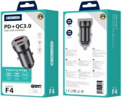 Jellico autós töltő F4 PD 20W 1xUSB-C + 1xUSB QC3.0 Fekete