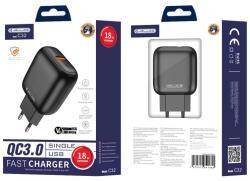 Jellico hálózati töltő C32 18W 1xUSB QC3.0 + kábel Micro USB Fekete