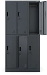 Jan Nowak® IGOR 1838-2 | Fém öltözőszekrény antracit 6 rekeszes - összeszerelt (1838-2)