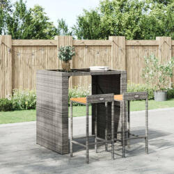 vidaXL 2 db szürke polyrattan és tömör akácfa bárszék (VD362603)