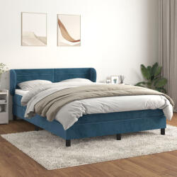 vidaXL sötétkék bársony rugós ágy matraccal 140x200 cm (VD3127557)