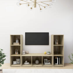 vidaXL 3 db sonoma tölgy színű szerelt fa TV-szekrény 107 x 35 x 37 cm (VD3079964)