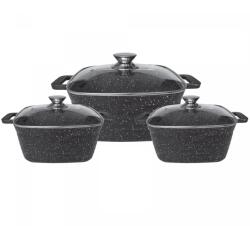 Cheffinger 3 db-os serpenyős készlet fedővel CF-SQC01, márvány bevonat, 20-24-28cm/2L-3.5L-5.7L, tapadásmentes (CF-SQC01)