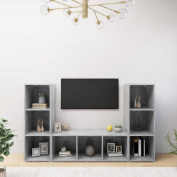vidaXL 3 db betonszürke szerelt fa TV-szekrény 107 x 35 x 37 cm (VD3079965)
