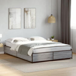 vidaXL szürke sonoma szerelt fa és fém ágykeret 140x190 cm (VD3279855)