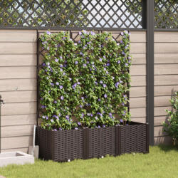 vidaXL Kertvirágcserép rácsos 3 db Barna 120x40x143 cm (VD42002817)
