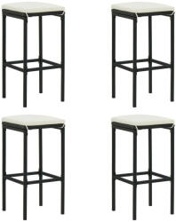 vidaXL 4 db fekete polyrattan bárszék párnával (VD313446)