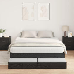 vidaXL Tárolós Ágykeret Fekete Tölgy 160x200 cm (VD3335654)