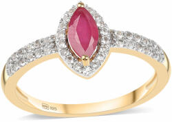  Arannyal Bevont Ezüst Gyűrű Mozambiquei Rubinnal és Fehér Topázzal, ROS571/54