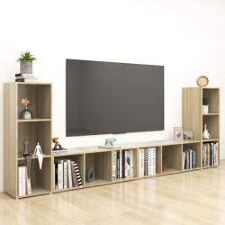 vidaXL 4 db sonoma tölgy színű szerelt fa TV-szekrény 107 x 35 x 37 cm (VD3080036)