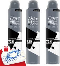 Dove Men+Care Advanced férfi Dezodor Invisible Dry 3x200ml + Ajándék Manikűr készlet