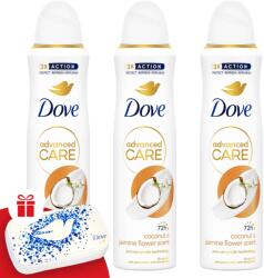 Dove Advanced Care női Dezodor Kókusz és Jázmin Flower Scent 3x150ml + Ajándék Manikűr készlet