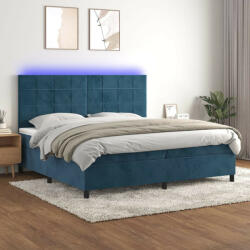 vidaXL sötétkék bársony rugós és LED-es ágy matraccal 200x200 cm (VD3136147)