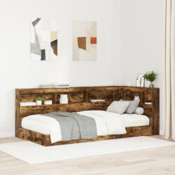 vidaXL Könyvespolc ágy füstölt tölgy 75x190 cm szerelt fa (VD3335757)