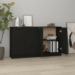 vidaXL 2 db fekete szerelt fa tálalóasztal 60 x 30 x 70 cm (VD3115773)