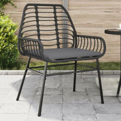 vidaXL 2 db fekete polyrattan kerti szék párnával (VD369093)