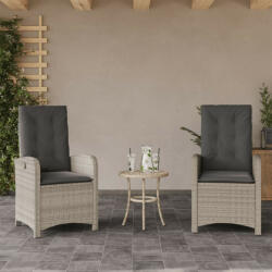 vidaXL 2 db világosszürke polyrattan dönthető kerti szék párnákkal (VD365174)