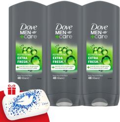 Dove Men+Care Tusfürdő Extra Fresh 3x400ml + Ajándék Manikűr készlet