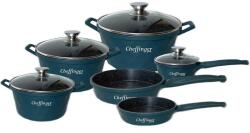 Cheffinger 6 db-os serpenyős készlet fedéllel CF-DIAC12GRN, márvány bevonat, karcmentes, 18-20-24-28cm/1, 6L-2L-3, 5L-5, 7L (CF-DIAC12GRN)