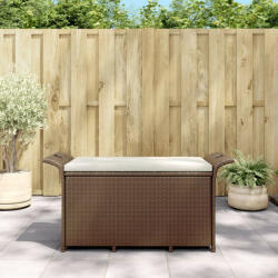 vidaXL barna polyrattan kerti pad párnával 116 x 46 x 57 cm (VD363419)
