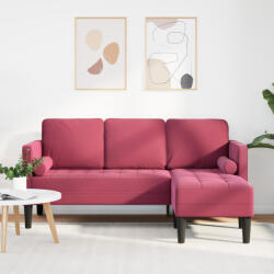 vidaXL 3-fős kanapé L-alakú chaise longue Bordeaux piros 160 cm bársonyos (VD42001930)