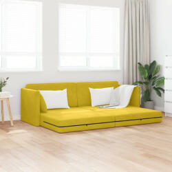 vidaXL Földi Kanapé Ágy 2 az 1-ben Sárga 213x144x60 cm Bársony (VD4106731)