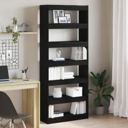 vidaXL Fekete Könyvespolc Fekete Fa 80 x 30 x 198 cm Polc (VD3333917)
