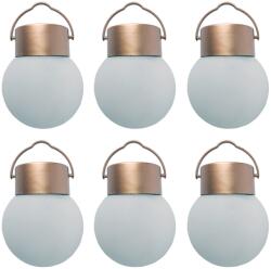 Kring napelemes LED kültéri kerti lámpa szett, diffúzor típusú gömb, 0, 06W, 1 lm, 200mAh , Műanyag, ø8x13cm, 6 db