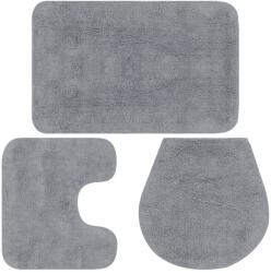 vidaXL 3 darabos szürke szövet fürdőszobaszőnyeg-garnitúra (133222)