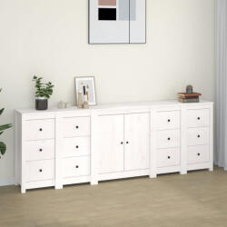 vidaXL fehér tömör fenyőfa tálalószekrény 230x35x80 cm (VD3114085)