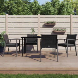 vidaXL 4 db fekete polyrattan kerti szék párnával 56, 5x57x83 cm (VD3187079)