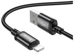 hoco. x89 adatkábel, usb - lightning, 2.4a, gyorstöltő, 100cm, cipőfűző, fekete, kompatibilis: Apple iPhone 6S 4.7 / iPhone SE 2, 2020, / iPhone SE 3, 2022 (X89_USB_L_B_100)