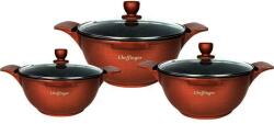 Cheffinger 3 db-os serpenyős készlet fedővel CF-LC01-BUR, márvány bevonat, 20-24-28cm/2L-3.5L-5.7L, tapadásmentes (CF-LC01-BUR)