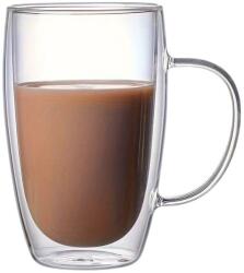  Kávés bögre, dupla falú, 450 ml, átlátszó, méretek: 6 x 14, 5 x 7, 5 cm (4152)